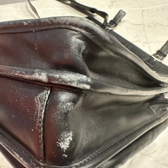 COACH Briefcase Black Leather Double Buckle Shoulder Strap Messenger Vintage - Picture 9 of 10